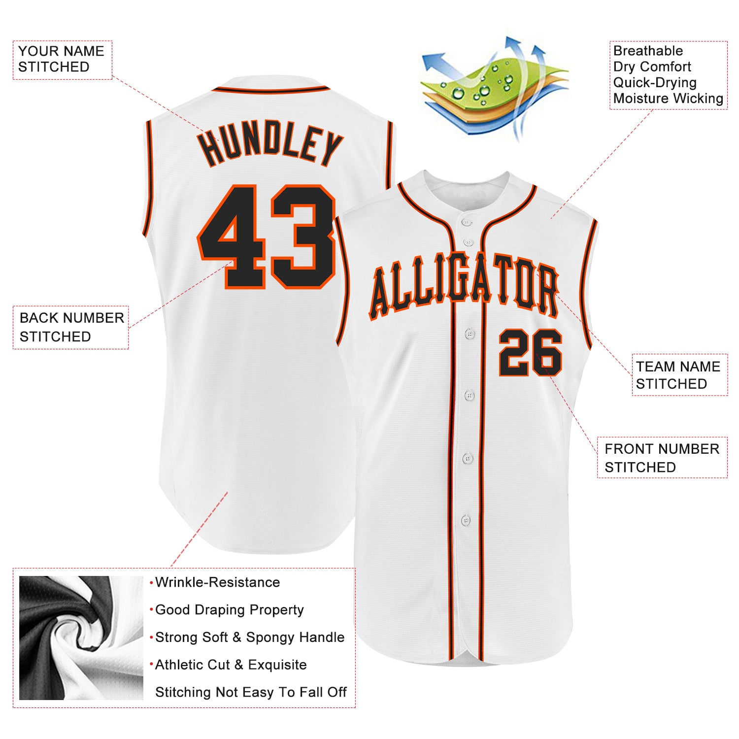 Custom-White-Black-Orange-Sleeveless-Baseball-MLB-Jersey-5065