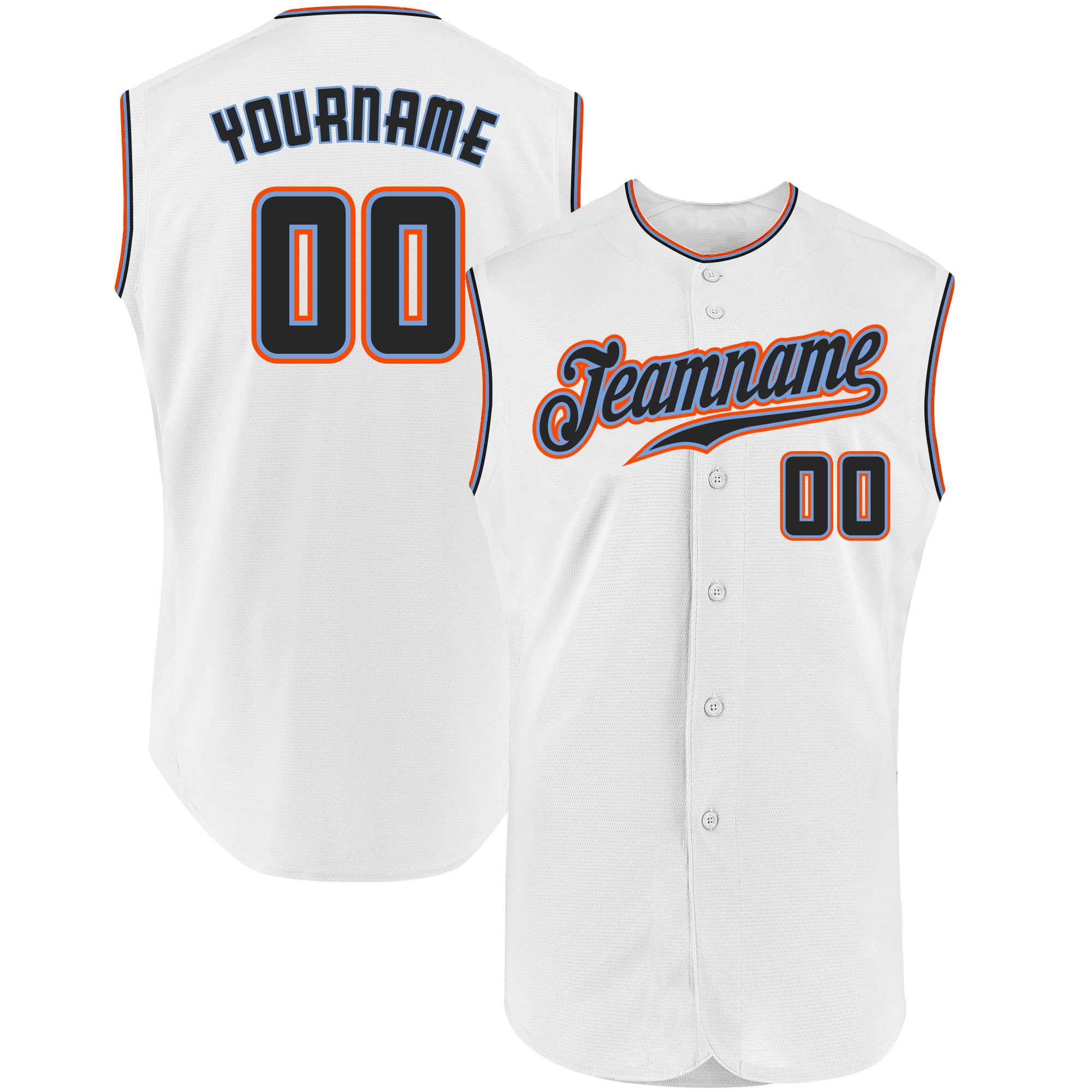 Custom-White-Black-Orange-Sleeveless-Baseball-MLB-Jersey-9417