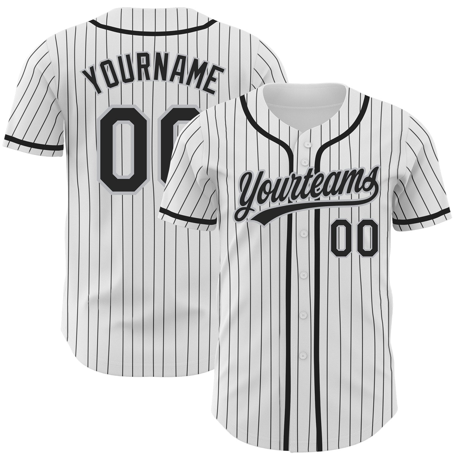 Custom-White-Black-Pinstripe-Black-Gray-Baseball-MLB-Jersey-1000
