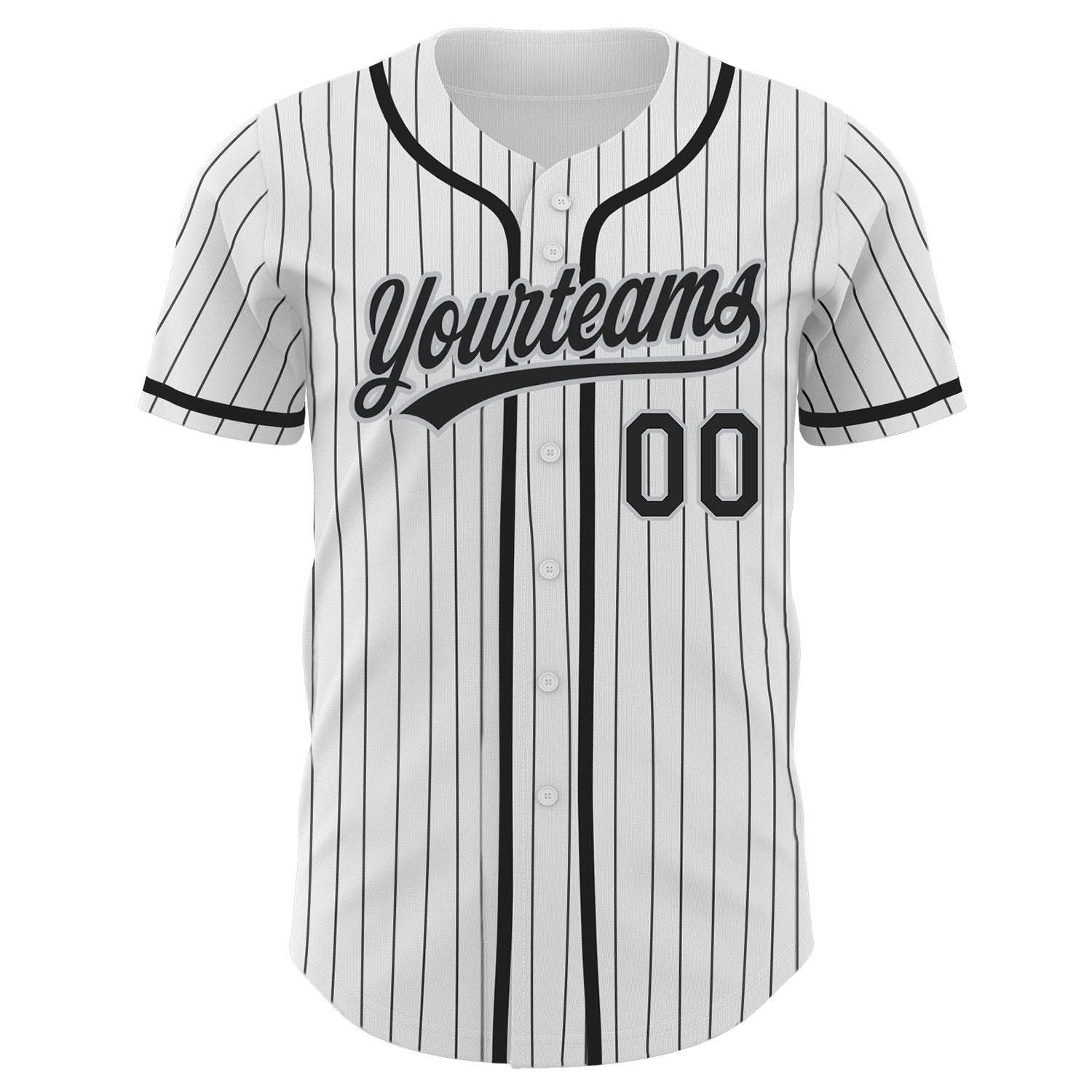 Custom-White-Black-Pinstripe-Black-Gray-Baseball-MLB-Jersey-6265