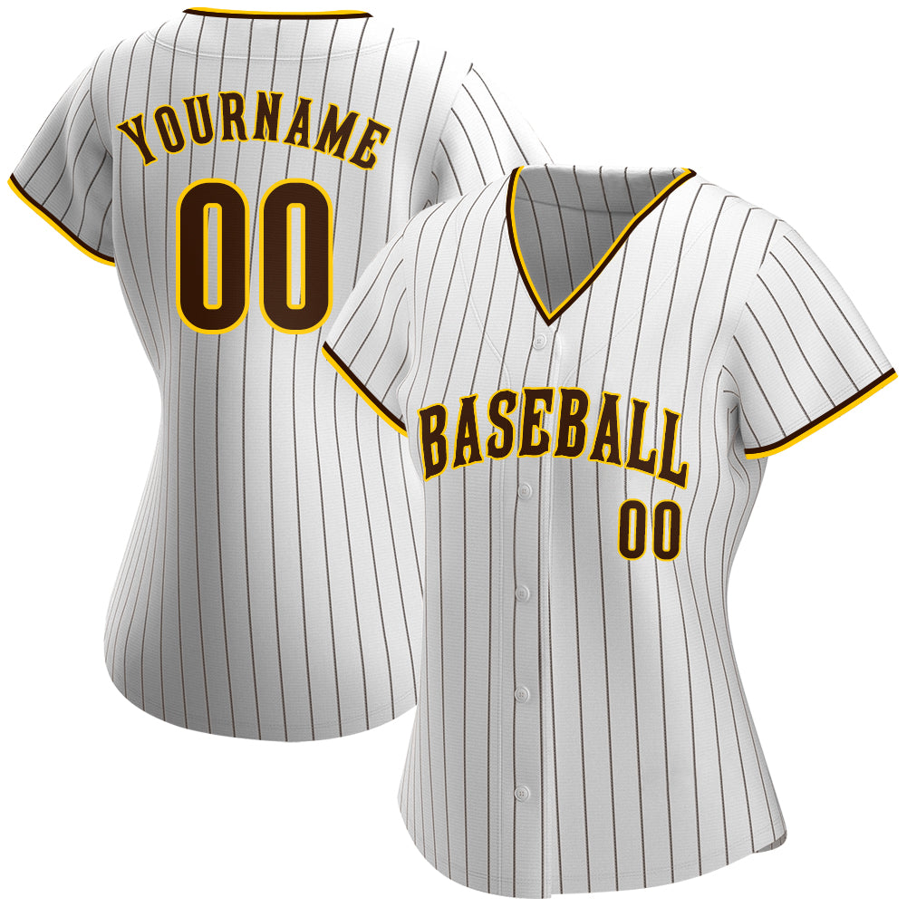 Custom-White-Brown-Pinstripe-Brown-Gold-Baseball-MLB-Jersey-3202