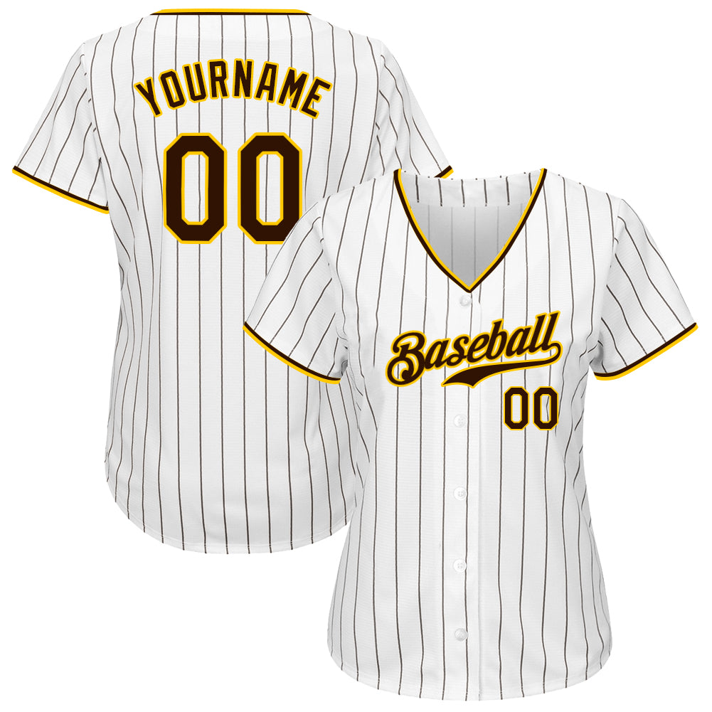 Custom-White-Brown-Pinstripe-Brown-Gold-Baseball-MLB-Jersey-4034