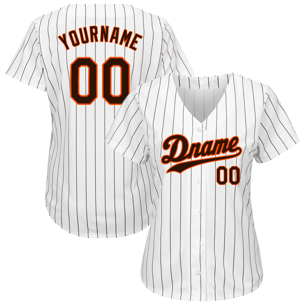 Custom-White-Brown-Pinstripe-Brown-Orange-Baseball-MLB-Jersey-2452
