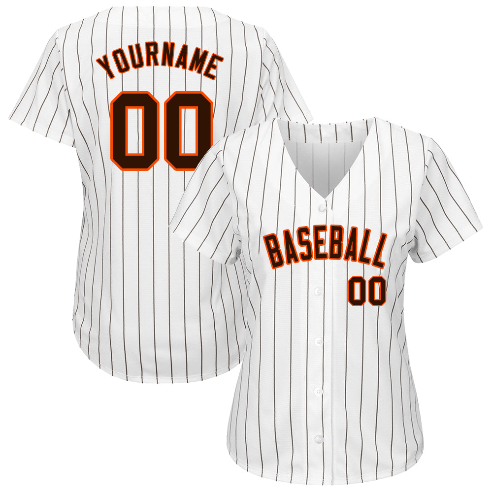 Custom-White-Brown-Pinstripe-Brown-Orange-Baseball-MLB-Jersey-7783