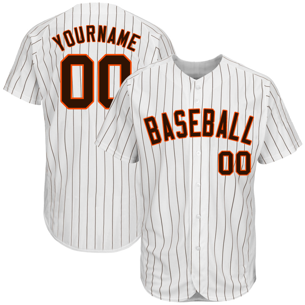 Custom-White-Brown-Pinstripe-Brown-Orange-Baseball-MLB-Jersey-9511
