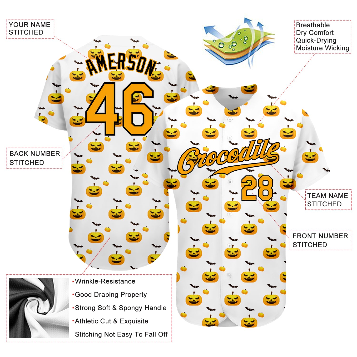 Custom-White-Gold-Black-Design-Halloween-Pattern-With-Pumpkins-Baseball-MLB-Jersey-5352