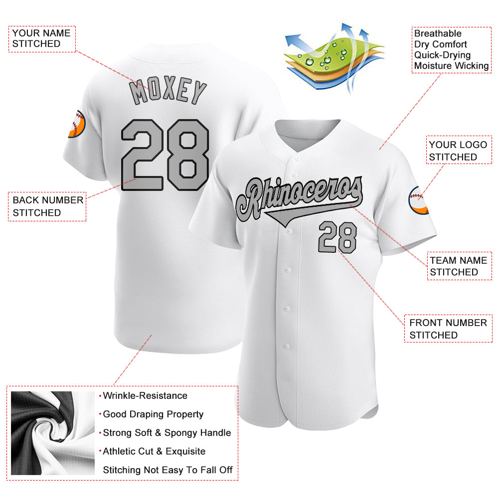 Custom-White-Gray-Black-Baseball-MLB-Jersey-7402