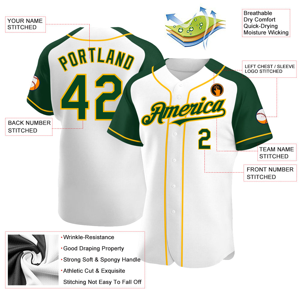 Custom-White-Green-Gold-Baseball-MLB-Jersey-9735