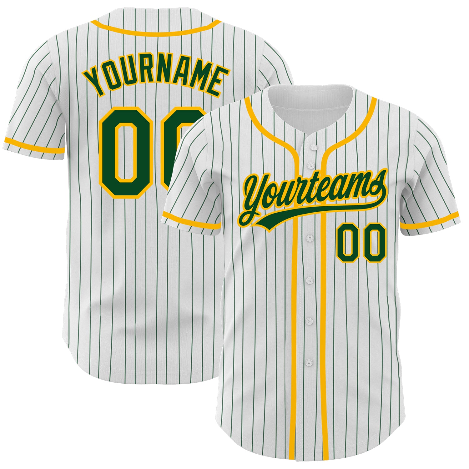 Custom-White-Green-Pinstripe-Green-Gold-Baseball-MLB-Jersey-2631