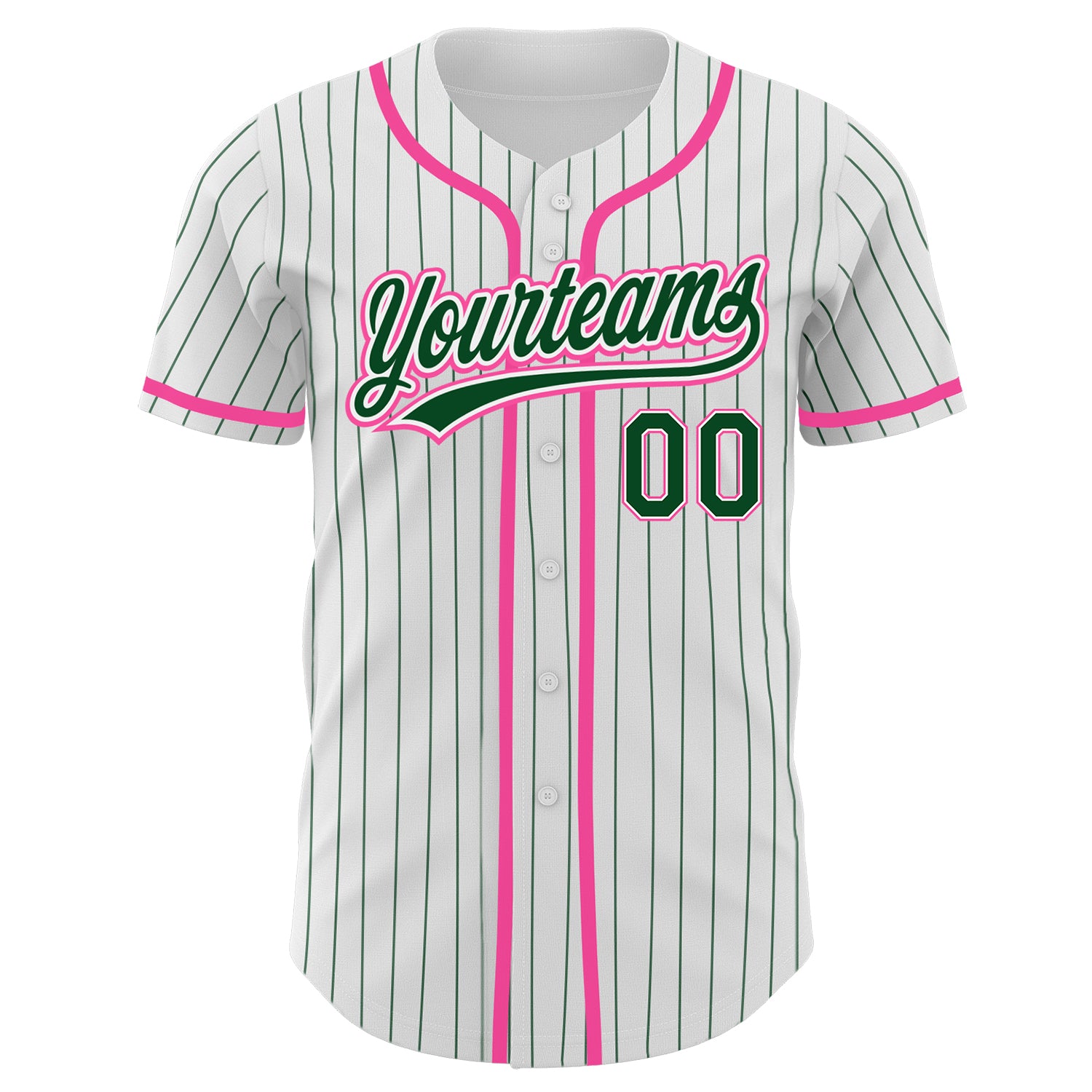 Custom-White-Green-Pinstripe-Green-Pink-Baseball-MLB-Jersey-2603