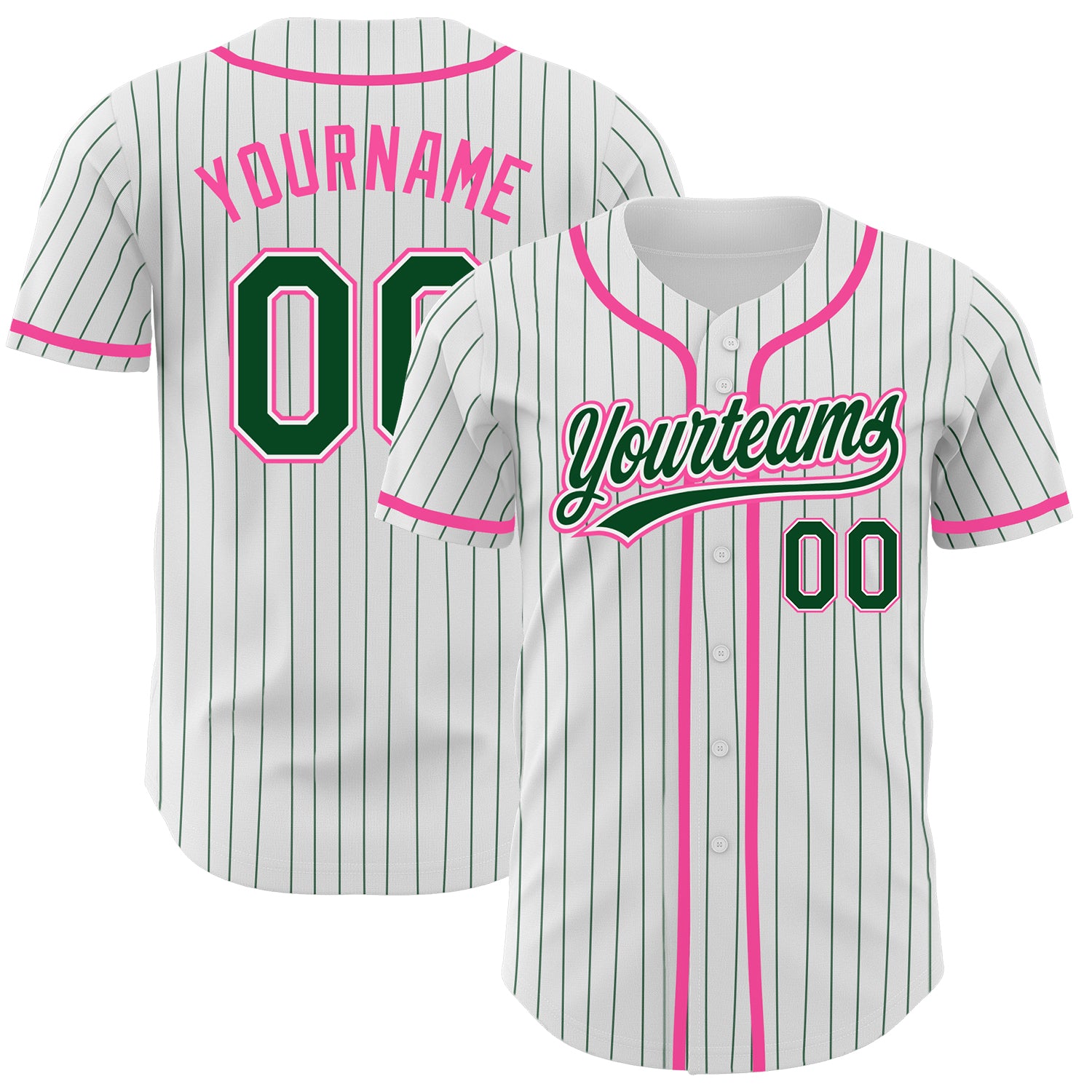 Custom-White-Green-Pinstripe-Green-Pink-Baseball-MLB-Jersey-3767
