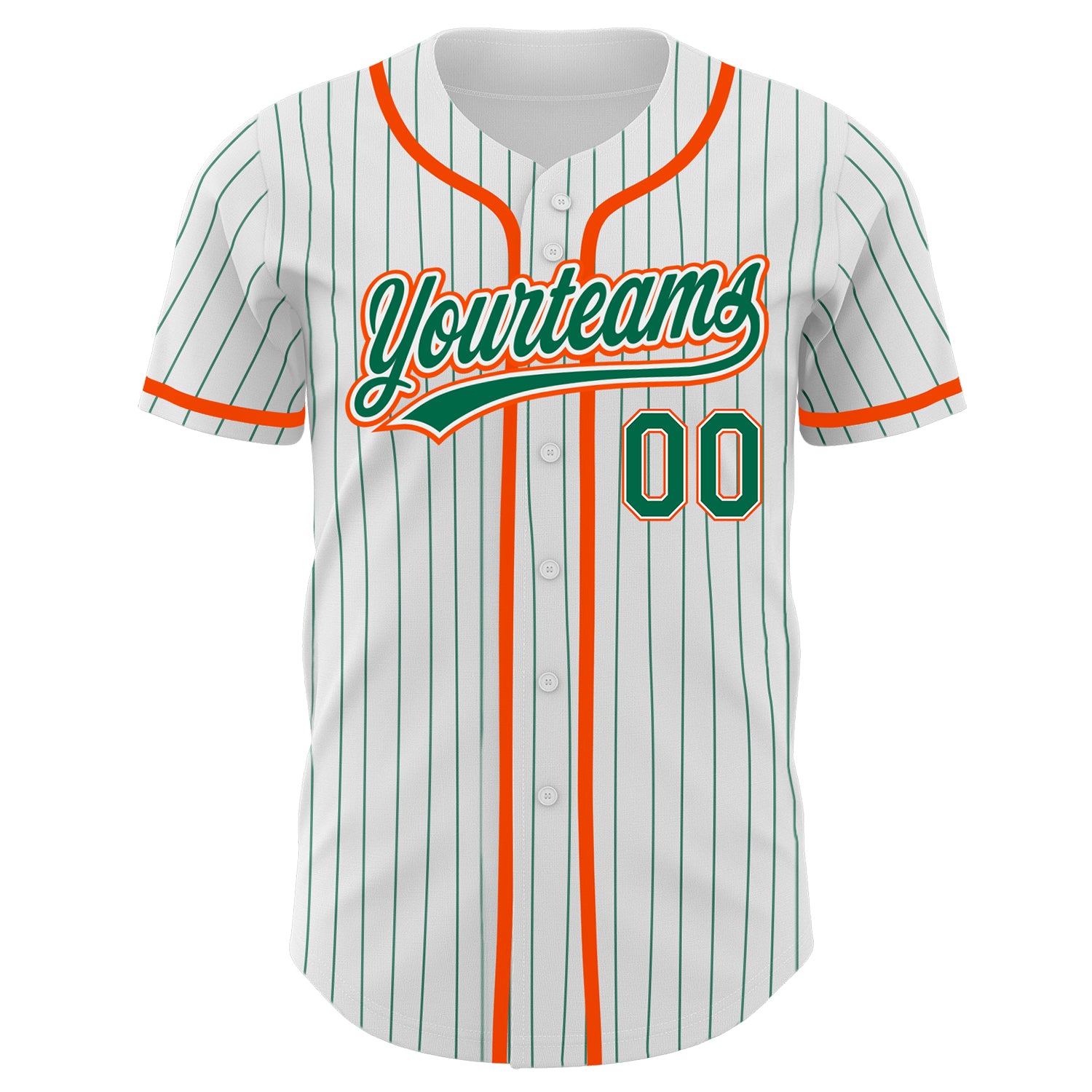 Custom-White-Kelly-Green-Pinstripe-Kelly-Green-Orange-Baseball-MLB-Jersey-8545