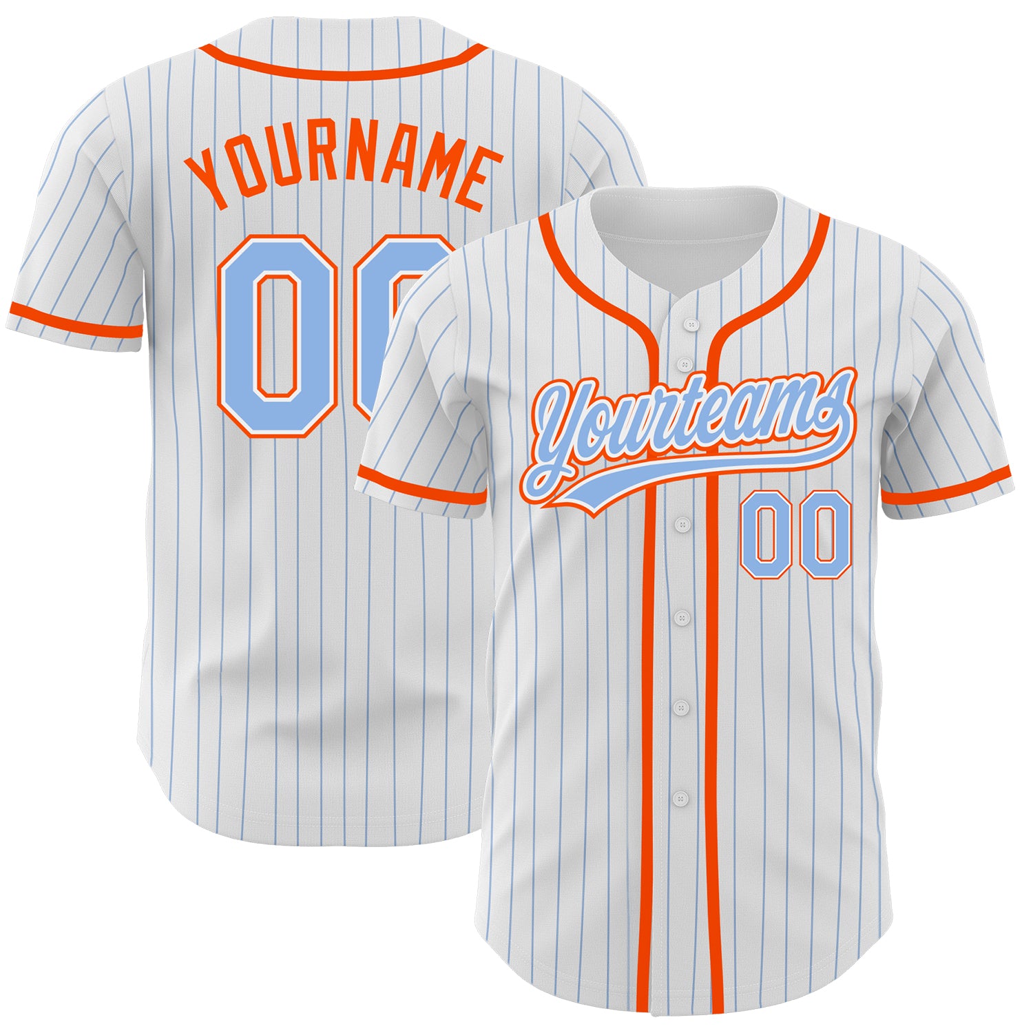 Custom-White-Light-Blue-Pinstripe-Light-Blue-Orange-Baseball-MLB-Jersey-3060