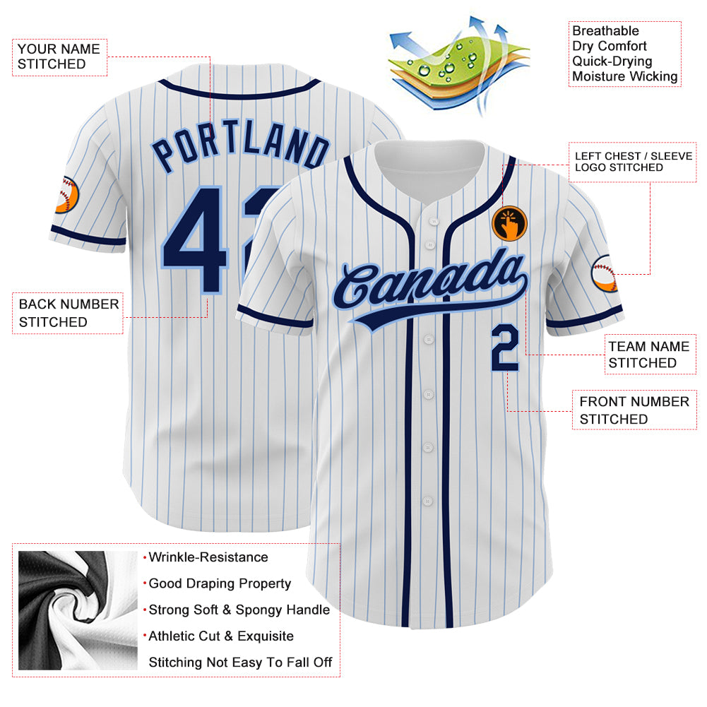 Custom-White-Light-Blue-Pinstripe-Navy-Baseball-MLB-Jersey-5943