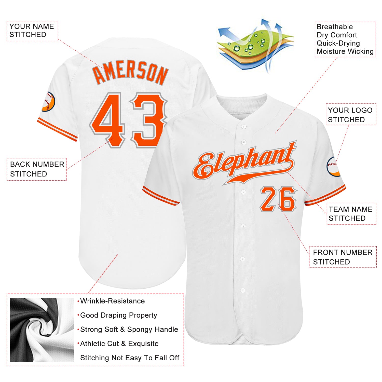 Custom-White-Orange-Gray-Baseball-MLB-Jersey-3795