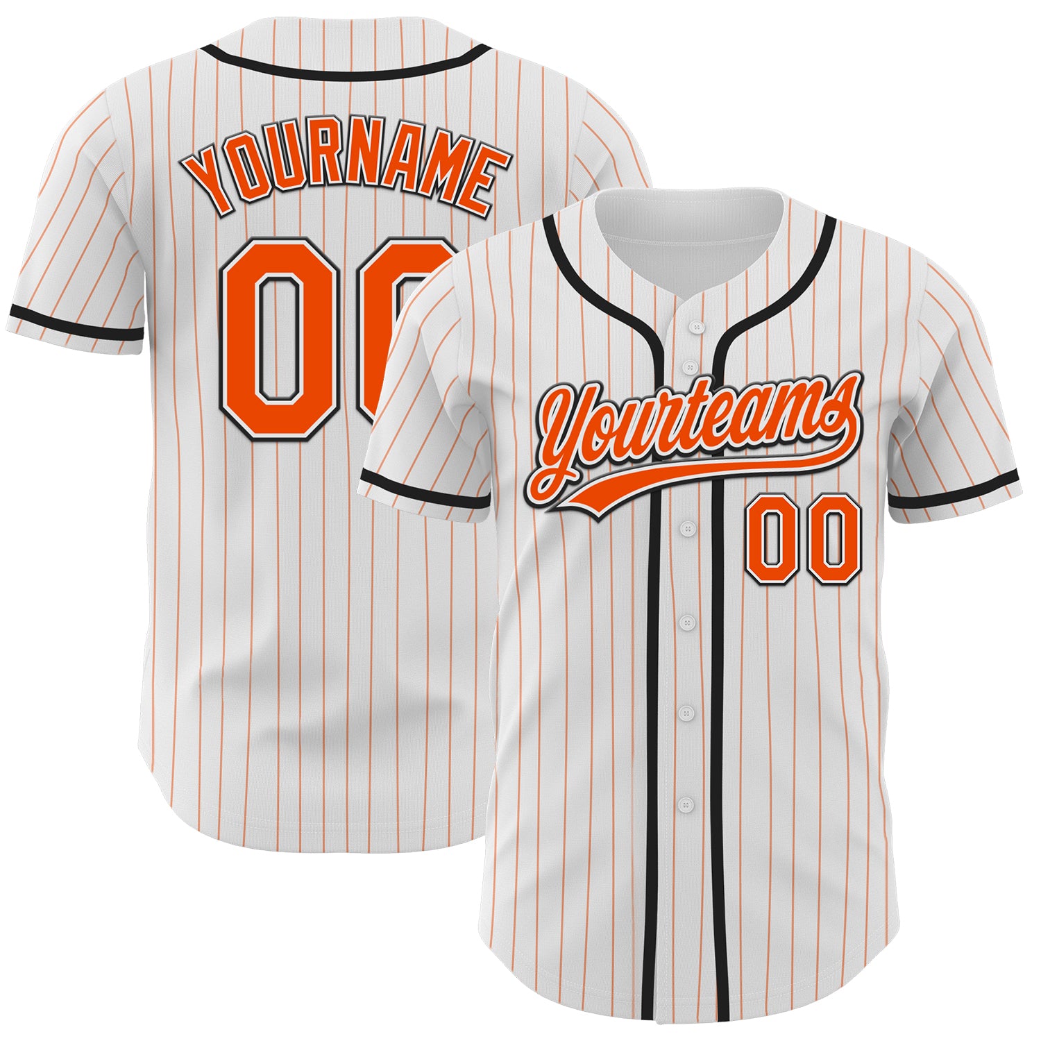 Custom-White-Orange-Pinstripe-Orange-Black-Baseball-MLB-Jersey-9349