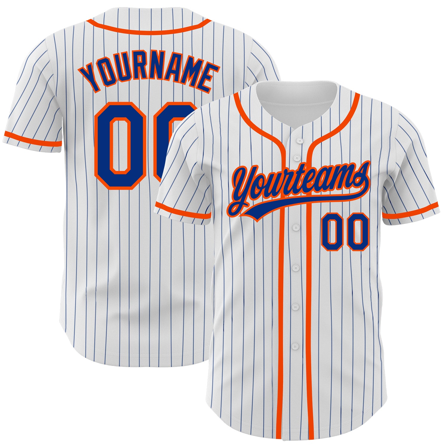 Custom-White-Royal-Pinstripe-Royal-Orange-Baseball-MLB-Jersey-4092