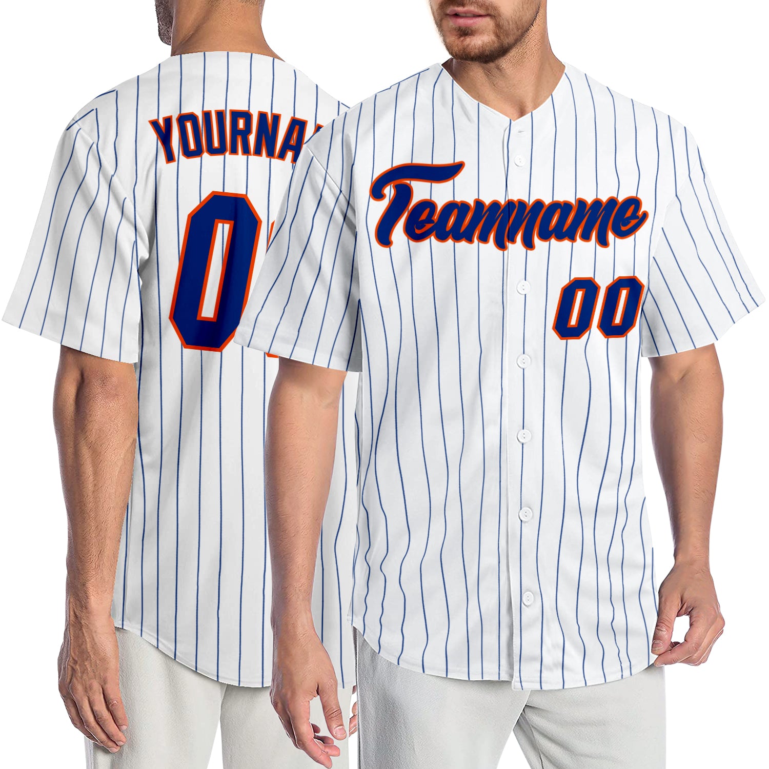 Custom-White-Royal-Pinstripe-Royal-Orange-Baseball-MLB-Jersey-7923