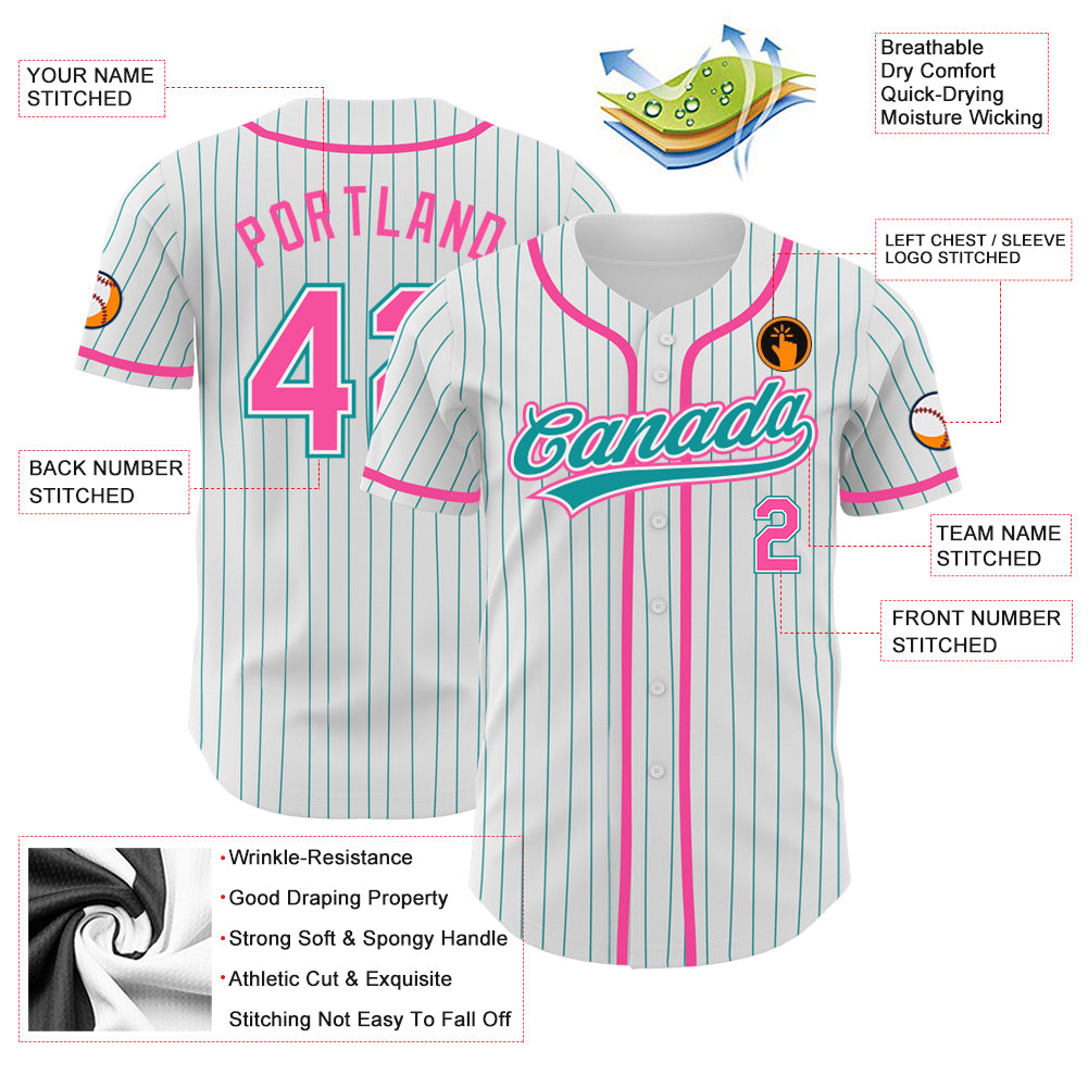 Custom-White-Teal-Pinstripe-Pink-Baseball-MLB-Jersey-1535