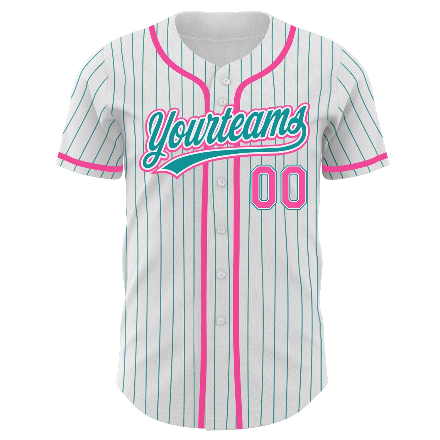 Custom-White-Teal-Pinstripe-Pink-Baseball-MLB-Jersey-3383