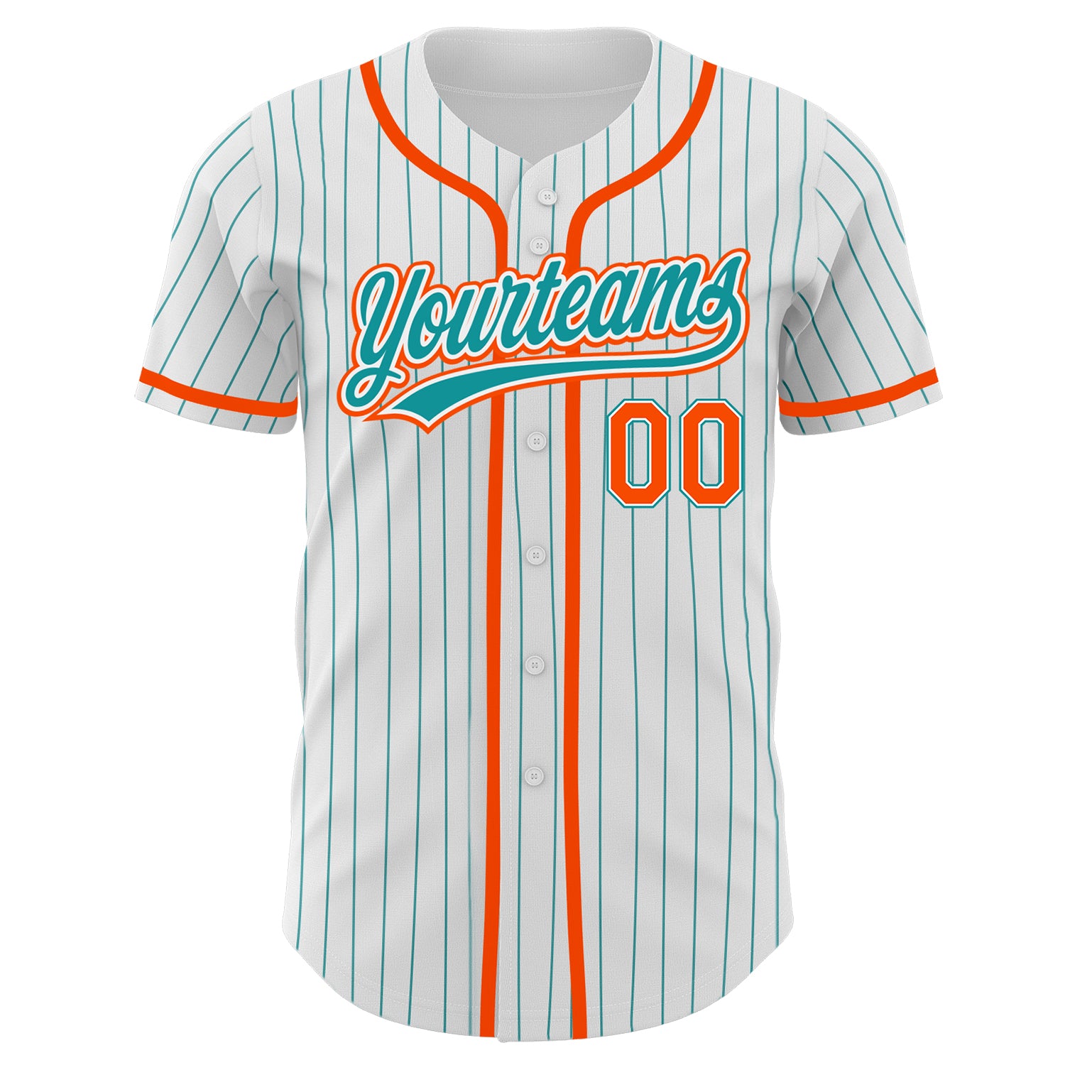 Custom-White-Teal-Pinstripe-Teal-Orange-Baseball-MLB-Jersey-5525