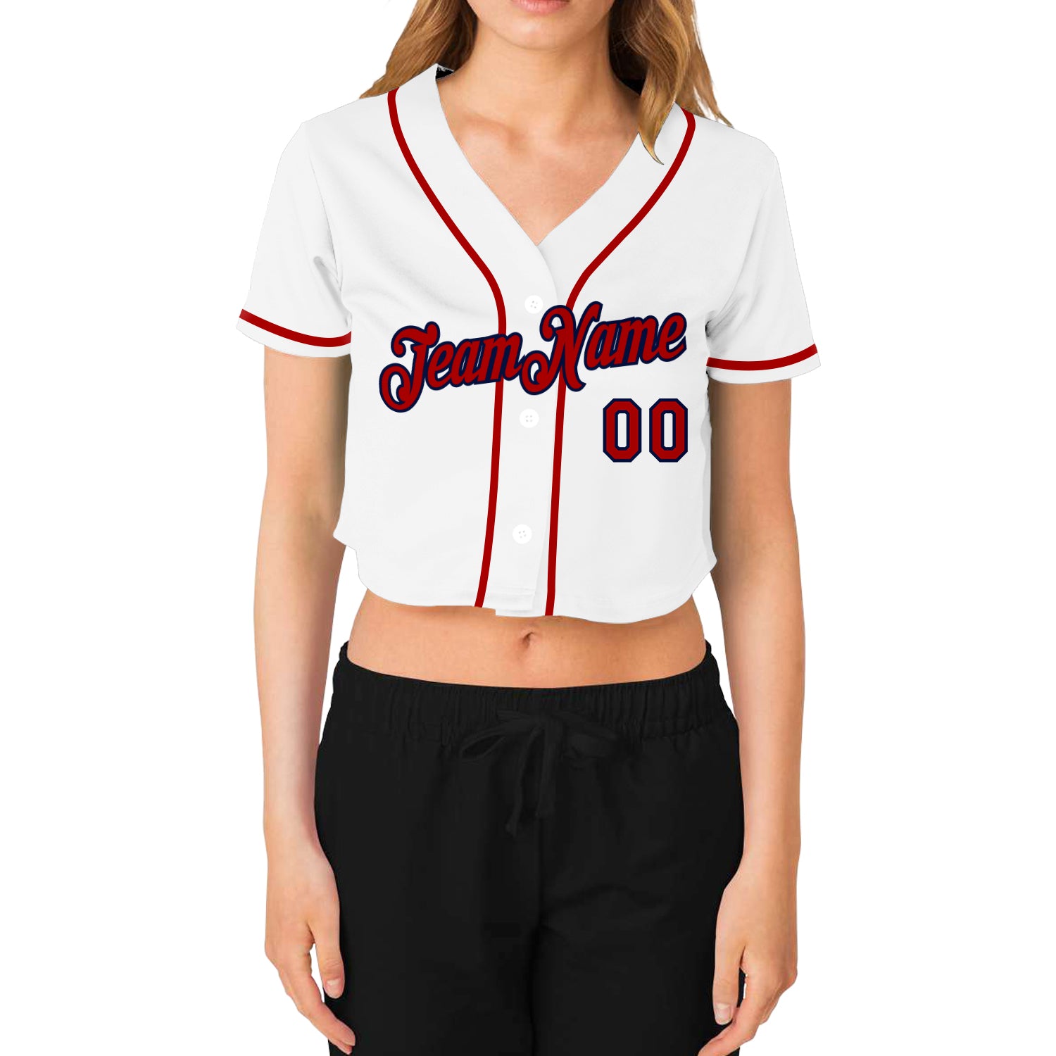 Custom-Womens-White-Red-Navy-Baseball-MLB-Jersey-3989