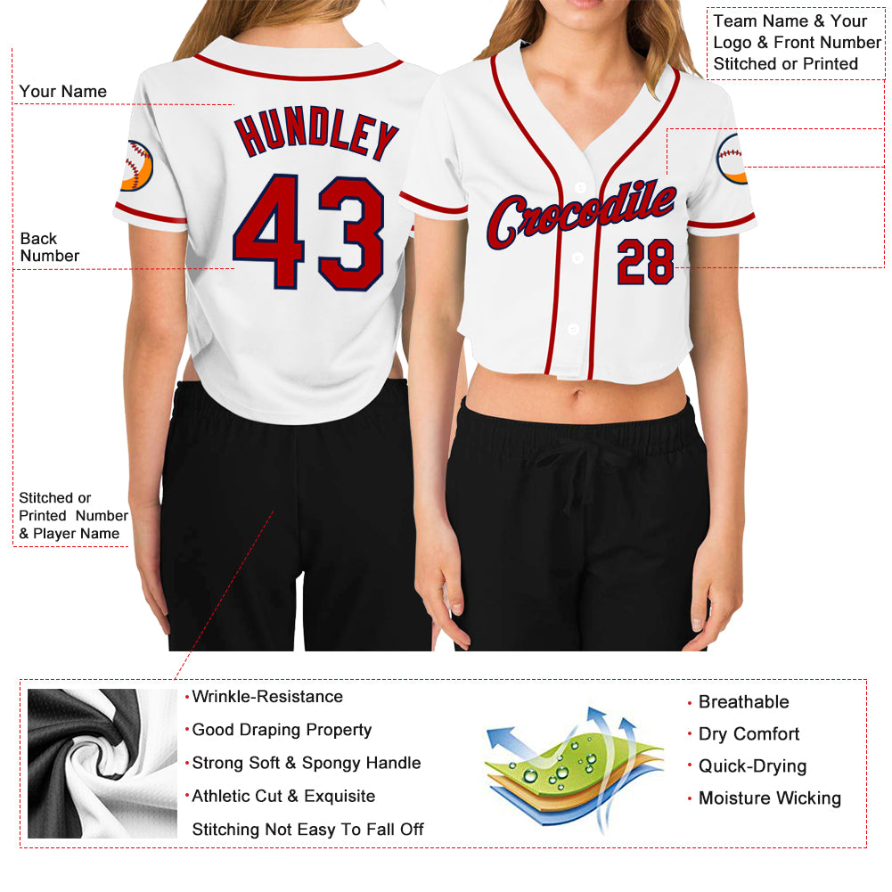 Custom-Womens-White-Red-Navy-Baseball-MLB-Jersey-7285